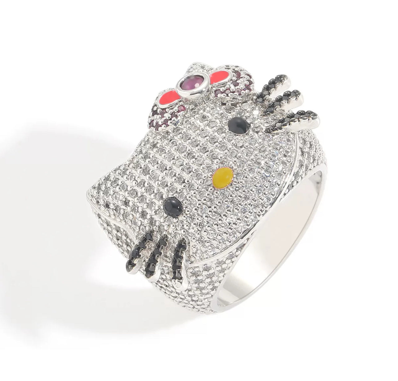 Custom 3D Hello Kitty fully iced ring - White Gold – Bijouterie Gonin