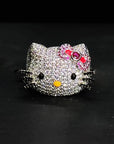 hello kitty big head fully iced diamond ring 3d design benballer rapper cardib travis scott jewelers