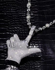 Playboi Carti YVL chain, Kai Cenat YVL pendant, Young Vamp Life jewelry, iced out hand sign necklace, hip hop diamond pendant, 90mm hip hop chain, street wear mens jewelry, VVS replica rap chains.
