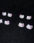 Sanrio HELLO KITTY diamond fully iced stud earring custom benballer ifandco kylie jenner travis cardi b