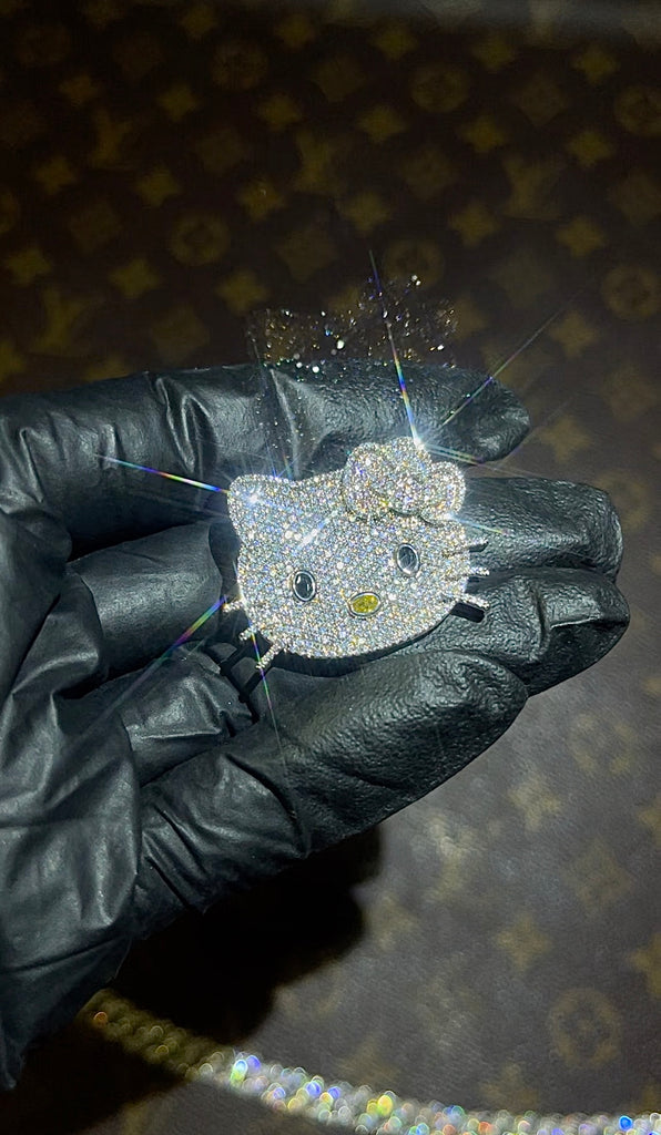 toxicfairy toxiicfaiiry hello kitty cuban links chain diamond necklace choker charm