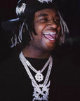 Playboi Carti YVL chain,Ken Carson teen x diamond pendant neckace chain fully iced out YVL pendant, Young Vamp Life jewelry, iced out hand sign necklace, hip hop diamond pendant