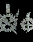 Playboi Carti YVL chain,Ken Carson teen x diamond pendant neckace chain fully iced out YVL pendant, Young Vamp Life jewelry, iced out hand sign necklace, hip hop diamond pendant