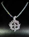 Playboi Carti YVL chain,Ken Carson teen x diamond pendant neckace chain fully iced out YVL pendant, Young Vamp Life jewelry, iced out hand sign necklace, hip hop diamond pendant