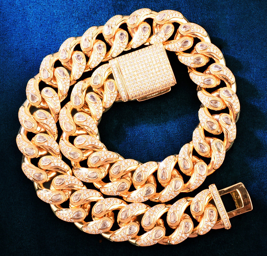 fully iced bandana cuban links diamond necklace chain blueface rapper custom jewelers Avianne