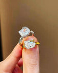 Hello Kitty lab cut diamond ring - Yellow gold