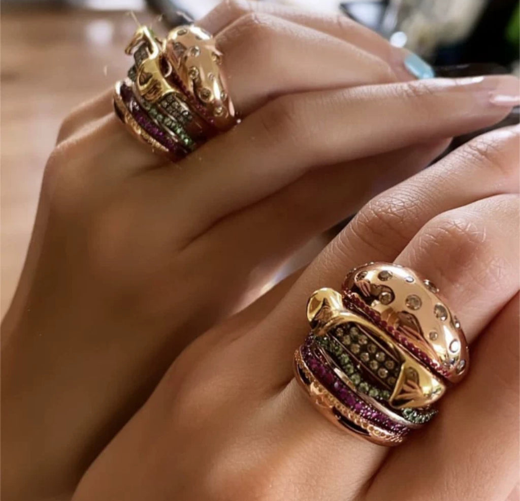 hamburger ring nadine as seen on Nigo in multicolored vvs diamond ifandco