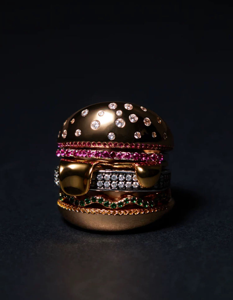 hamburger ring nadine as seen on Nigo in multicolored vvs diamond ifandco