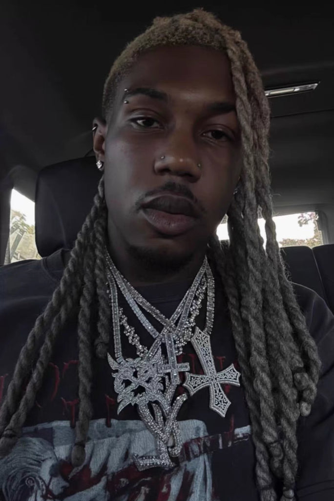 ken carson upside down cross diamond necklace a great chao album cover trump buy now gifted by YVL Playboi Carti