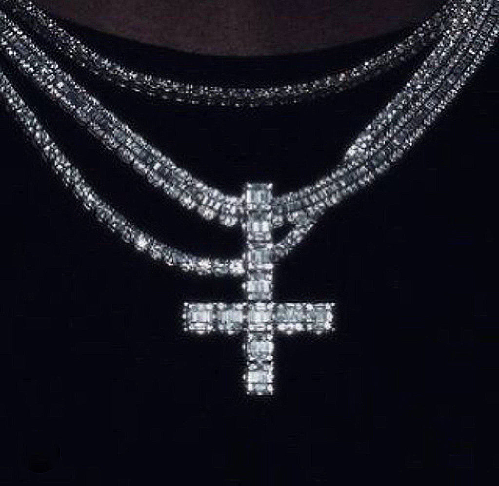 ken carson upside down cross diamond necklace a great chao album cover trump buy now gifted by YVL Playboi Carti