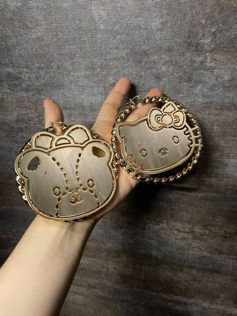 custom name letter earrings hello kitty tiny chum hoop earrings buy now kuromi cinnamon roll sanrio 10k 14k betty boops