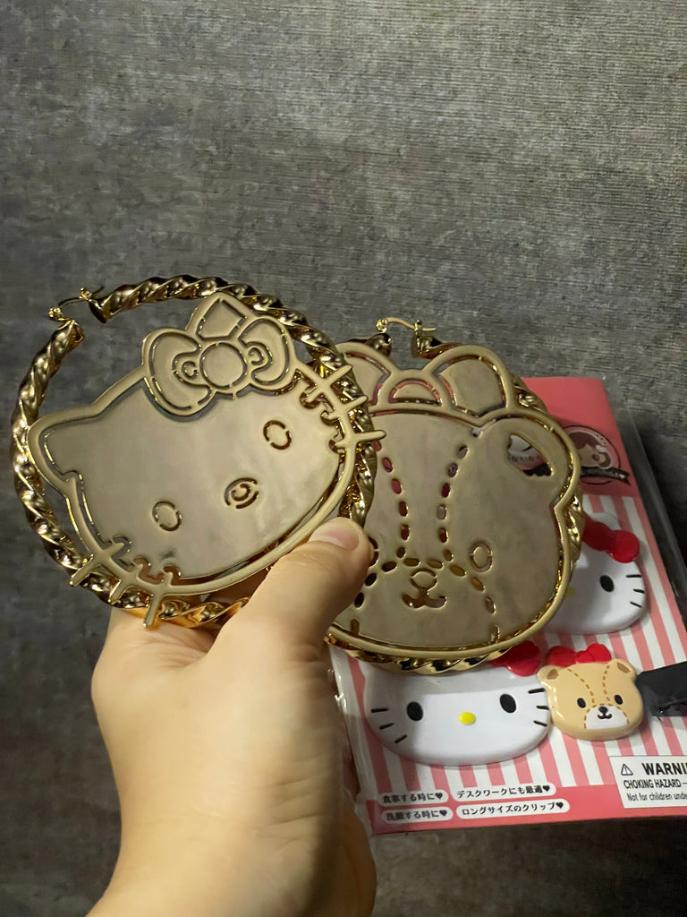 custom name letter earrings hello kitty tiny chum hoop earrings buy now kuromi cinnamon roll sanrio 10k 14k betty boops