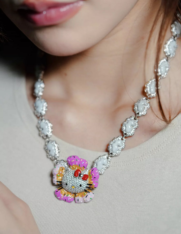 hennessy carolina cardi b sister hello kitty fully iced diamond necklace chain buy now custom jewelers