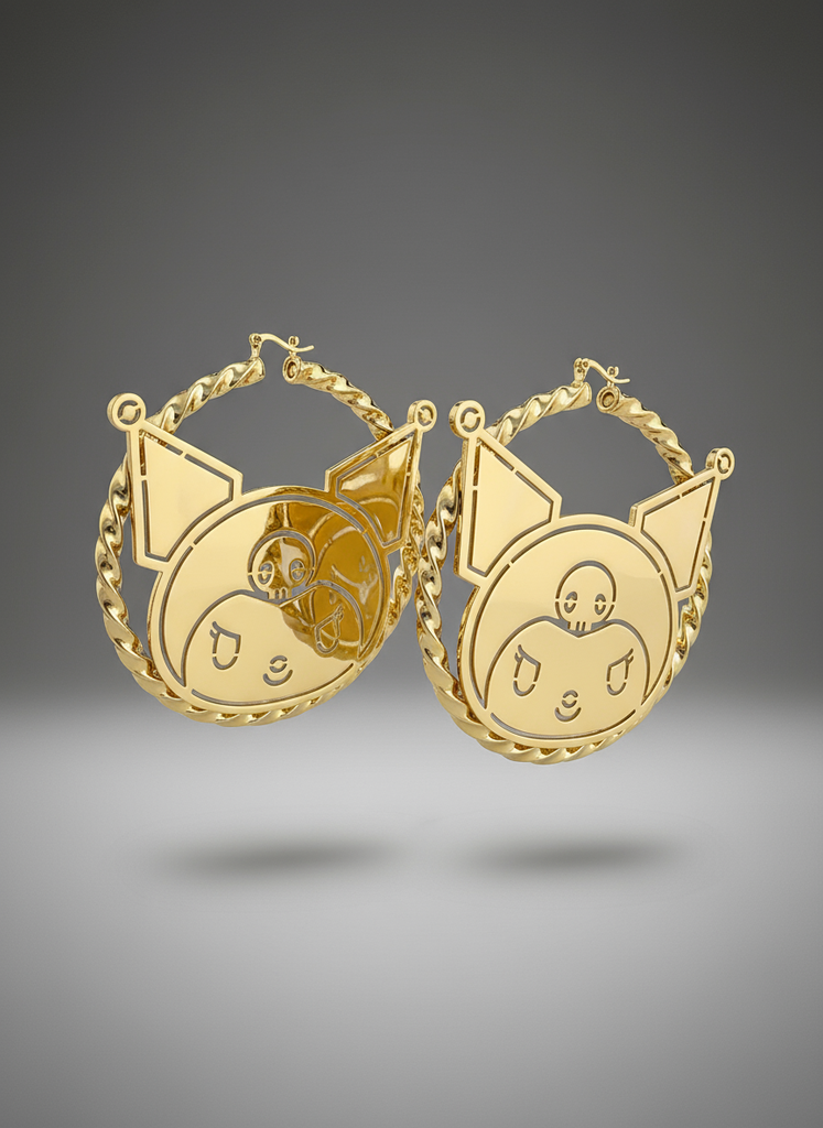 custom name letter earrings kuromi bamboo hoop earrings buy now hello kitty hoop earrings ghetto earrings 10k 14k betty boops