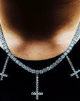 lil uzi vert upside down cross choker pendant necklace tennis link chain vvs diamond