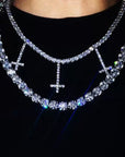 lil uzi vert upside down cross choker pendant necklace tennis link chain vvs diamond