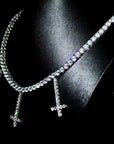 lil uzi vert upside down cross choker pendant necklace tennis link chain vvs diamond