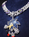 Sonic the Hedgehog Fully Iced diamond Pendant Diamond free necklace chain ifandco