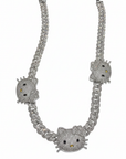 cardib toxiicfaiiry hello kitty sanrio cuban links chain diamond necklace choker charm Hennessy Carolina