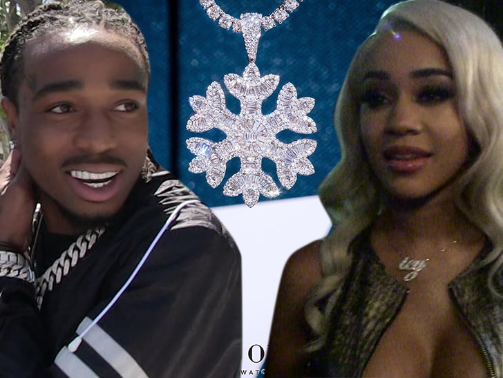 Quavo Gifts Saweetie A $75K Iced Snowflake pendant necklace chain free vvs diamond girl my type