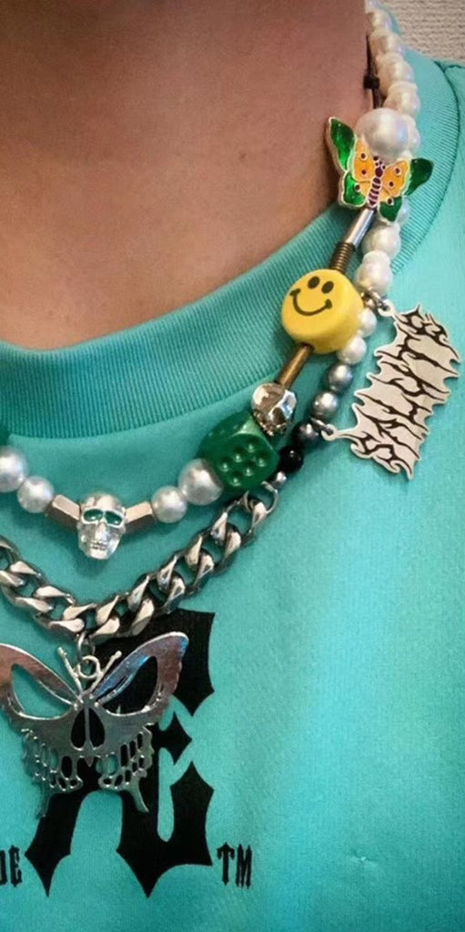 asap rocky jewelry pearl necklace butterfly skull chain choker playboi carti vlone