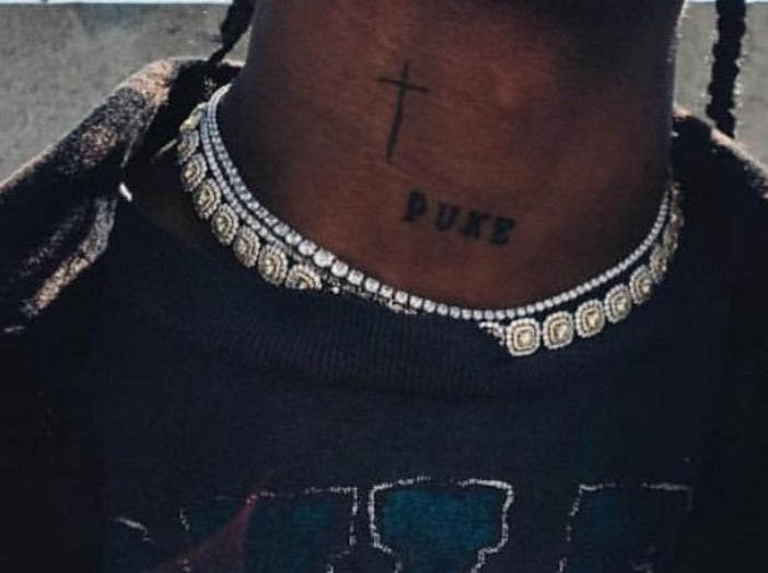Travis scott custhion diamond choker tennis chain oval cut micro pave diamond necklace