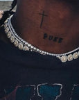 Travis scott custhion diamond choker tennis chain oval cut micro pave diamond necklace