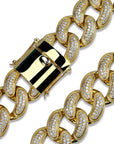 Hip Hop Jewelry 28mm 14K Gold Plated Full Iced Out CZ Big Dog Miami Cuban Chain Link Necklace for Men
