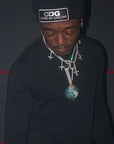 lil uzi vert upside down cross choker pendant necklace tennis link chain vvs diamond