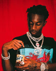Playboi Carti spiked links necklace cuban link fully iced diamond vvs vlone asap rocky