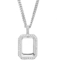 Iced Out Dog Tag Bar Style Pendant Simulated Diamonds Free Chain Charm