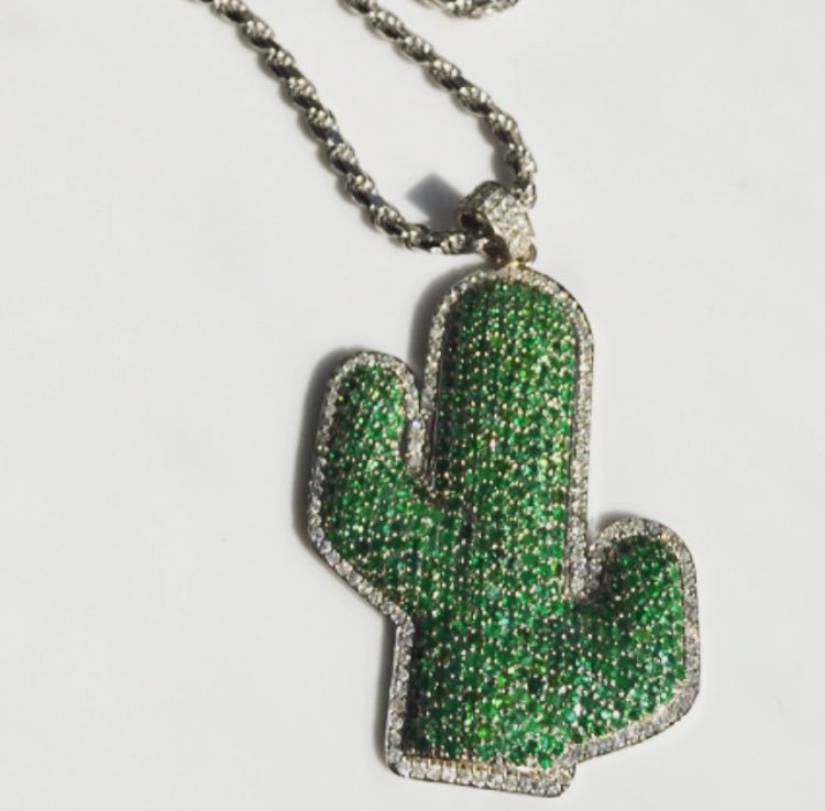 La frame Travis Scott Cactus necklace pendant with free matching chain
