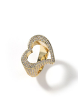 Fully iced hollow heart ring White Gold fashion nova shein coachella diamond ring hip hop jewelry rapper