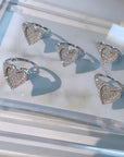 Fully iced 3D heart ring White Gold fashion nova shein coachella diamond ring hip hop jewelry rapper