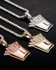 Emoji french fries pendant & necklace with free matching chain free shipping white gold diamond emoji necklace chain