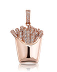 Emoji french fries pendant & necklace with free matching chain free shipping white gold diamond emoji necklace chain