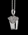 Emoji french fries pendant & necklace with free matching chain free shipping white gold diamond emoji necklace chain