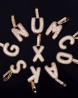A-Z Small Bubble Letters Necklaces & Pendant Custom Name Charm For Gold Silver Hip Hop Jewelry Cuban chain