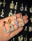 A-Z Small Bubble Letters Necklaces & Pendant Custom Name Charm Gold Silver Hip Hop Jewelry Cuban chain