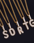 A-Z Small Bubble Letters Necklaces & Pendant Custom Name Charm For Gold Silver Hip Hop Jewelry Cuban chain