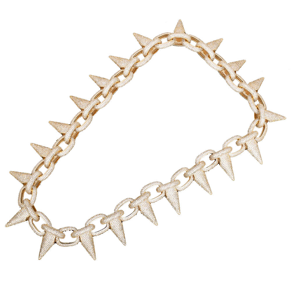 14k Spiked Choker Bike Chain LIL UZI VERT BENBALLER ifandco Fully Iced in White Diamonds