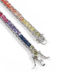925-Sterling-Silver tennis link Bracelets With Cut Multi-color gemstone Bracelet Silver Jewelry affordable hip hop jewelry ifandco