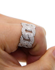 Baguette Miami Cuban link ring yellow gold silver ifandco vvs diamond affordable hip hop jewelry