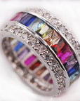 multicolored gemstone ring princess cut vvs affordable hip hop jewelry