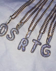 A-Z Small Bubble Letters Necklaces & Pendant Custom Name Charm For Gold Silver Hip Hop Jewelry Cuban chain