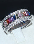 multicolored gemstone ring princess cut vvs affordable hip hop jewelry