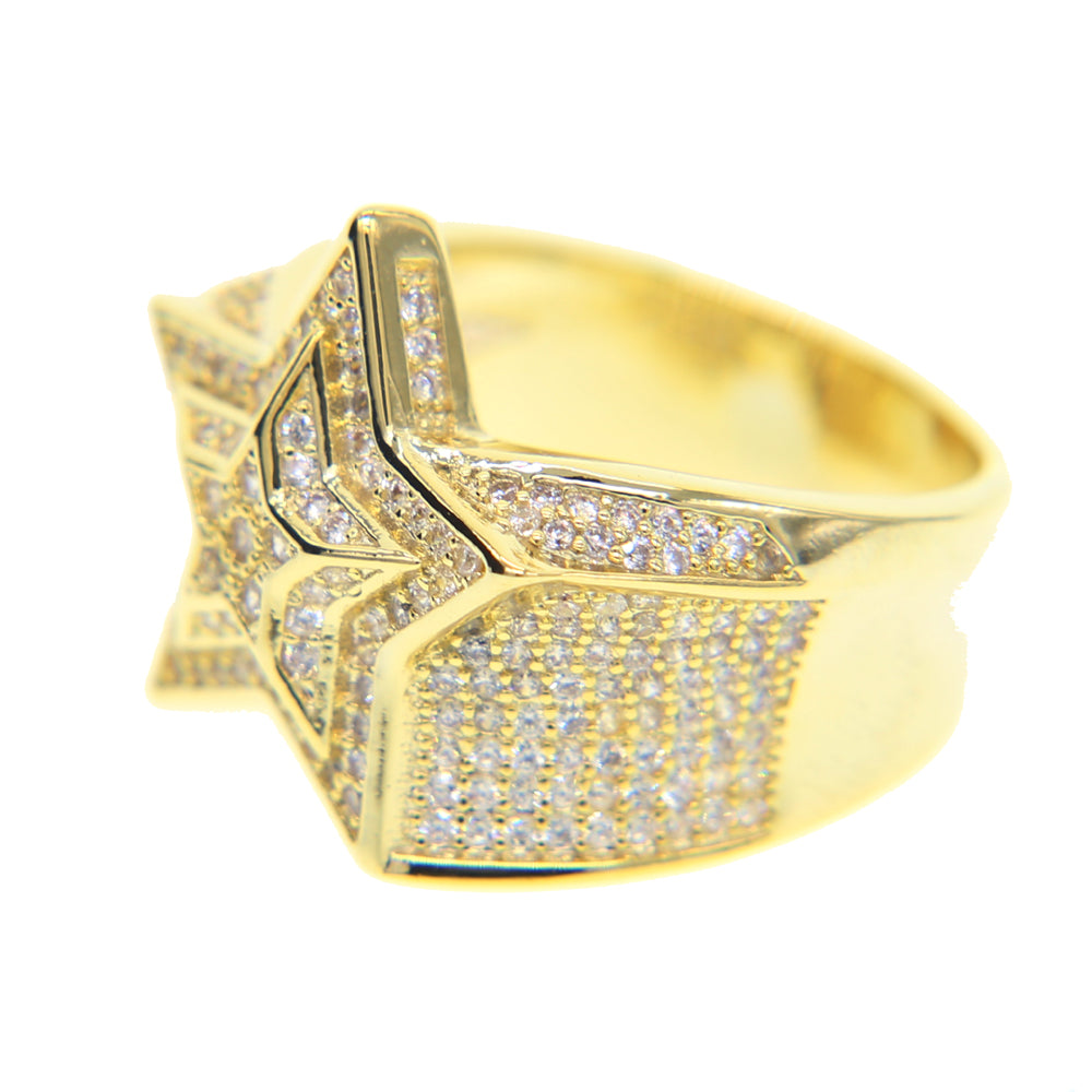 Migos star ring fully iced out 3D White gold SILVER men ring affordable jewelry