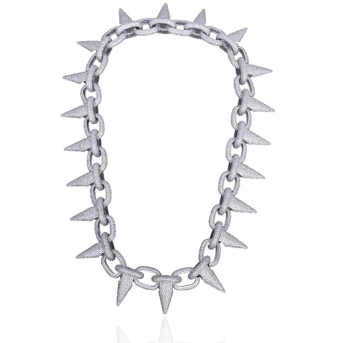 14k Spiked Choker Bike Chain LIL UZI VERT BENBALLER ifandco Fully Iced in White Diamonds
