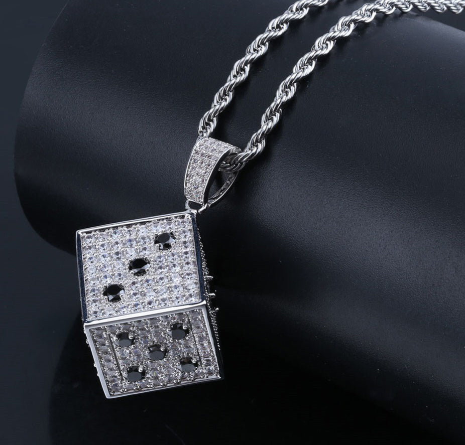 fully iced out dice diamond vvs pendant necklace chain jacob ifandco