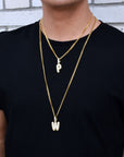 A-Z Small Bubble Letters Necklaces & Pendant Custom Name Charm For Gold Silver Hip Hop Jewelry Cuban chain